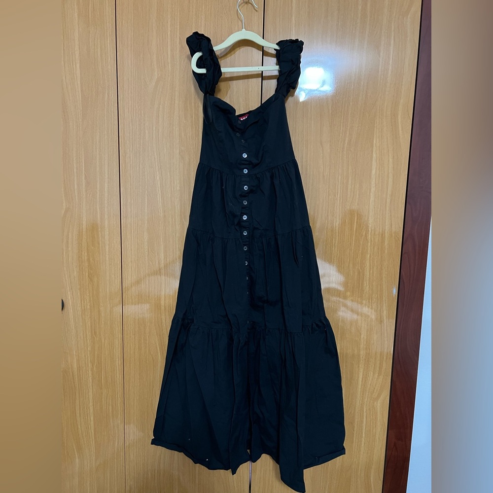 STAUD Black Off Shoulder Maxi Dress